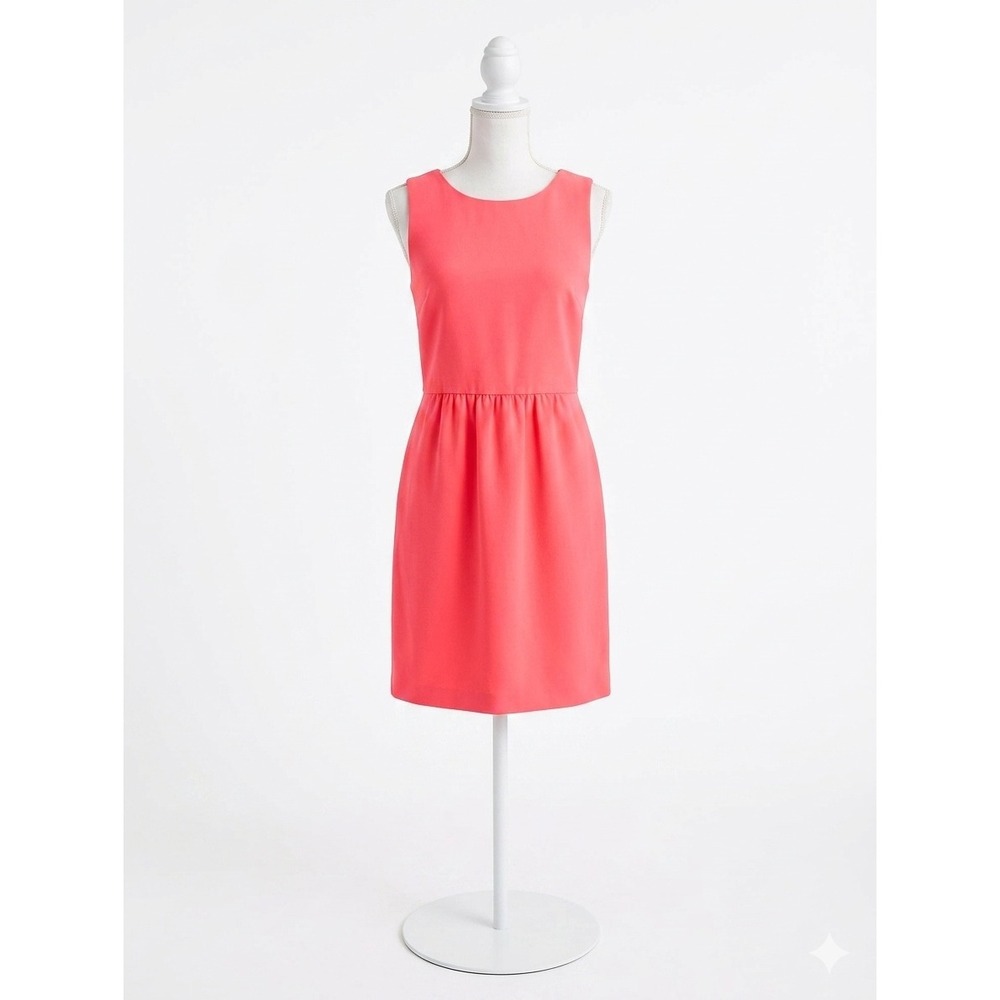 J.Crew Women Coral Pink Sleeveless Gathered Waist Shift Dress Size 4